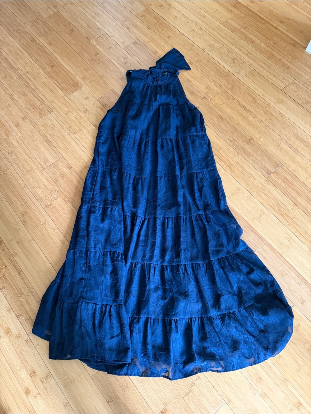 Tiered Halter Maxi Dress in Navy Blue